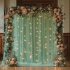 Fomcet Sage Green Backdrop Curtains with Lights String 10X8FT Polyester