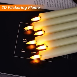 Homemory 6 Pcs Flameless Taper Candles with Remote Timer and Dimmer, LED Candle Sticks with Flickering Light, Ivory Battery Operated Window Candles, 9.6 Inches for Valentine Wedding Indoor Decoration