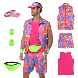 80s Outfit for Men - 90s Workout Costume Set for Adults (M)