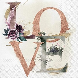 Boston International IHR Papierservietten, 3-lagig, 20 Stück, Lunch-Größe, Love Cream