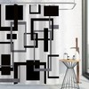 Black and White Shower Curtain, Black Grey Geometric Fabric Shower
