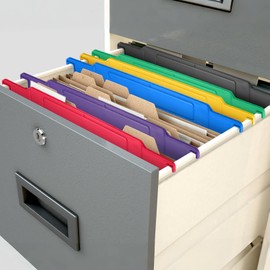 Watersay 12 Pack File and Folder Dividers 11 x 6 Inches Hanging Filing Cabinet Dividers Plastic Folder Organizer Insertable File Separators Office Filing Supplies for Organization (Multicolor)