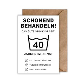 WBdesignz Funny Congratulations Card on Service Time – Treat Gently! In Service for 40 Years – Humorous Card for Anniversaries and Long-Term Employees (DIN A6)
