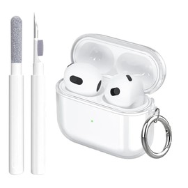 Aircawin for Airpods 4 Case Clear,Shockproof Clear Case for Airpods 4rd Generation Case Cover 2024,Soft Transparent TPU Case for Air pods 4 Charging Case with Carabiner and Cleaning Pen-Crystal