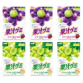 Japanese Fruits Gummy Candy Kaju Gummy Assotments 1.90oz(54g) Pack Of 6 Grape/Mascut Japanese Peeling Gummies