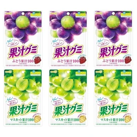 Japanese Fruits Gummy Candy Kaju Gummy Assotments 1.90oz(54g) Pack Of 6 Grape/Mascut Japanese Peeling Gummies
