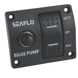 SEAFLO 3-Way Bilge Pump Switch Panel (Automatic-Off-Manual) 12v 24v w/Built-In 15A Circuit Breaker