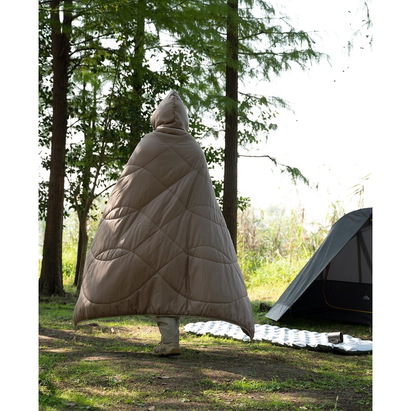 iClimb Heated Camping Blanket with Hood and Battery Pack (Khaki)