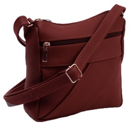 Bolso crossbody mujer, impermeables, bolsa para mujer correa ajustable 100% piel genuina pequeña y artesanal, regalo para mamá (rojizo)