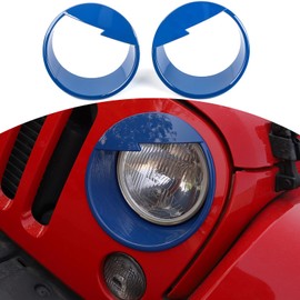 RT-TCZ for Wrangler JK Angry Eyes Headlight Cover Trim Bezels for Jeep Wrangler JK JKU Unlimited 2007-2017 Angry Blue Exterior Accessories 2pcs