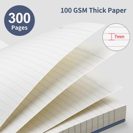 EMSHOI A5 Notebook College Ruled, Spiral Notepad 150 Sheets/300 Pages, 100gsm, PVC Cover, Sticky Notes, Pocket, Pen Loop, Ruler, Bookmark, Lined Journal for Women Men Writing, 14.5 x 21cm, Blue