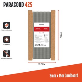 Brotree 3mm Paracord 425 100% Nylon 15M Rope 3 Strands Type II Parachute Cord for Outdoor, Craft, DIY - 192kg Breaking Load (Charcoal Grey)