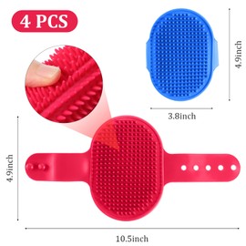 guduling 4 Pcs Cat Face Scratcher,Cat Self Groomer Corner Scratcher,Silicone Grooming Strap Pad for Cats,with Adjustable Loop Handle,for Indoor Cats,Dog and Pets (Blue+Rose Red)