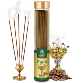 The Aroma Factory Oudh Agarbatti for Pooja Luxury Incense Sticks Low and Zero Charcoal Premium and Fresh Fragrance for Home Meditation (Bottle Pack of 1 100g)