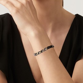 HyyMe Women's Ultra Strength Magnetic Bracelet, Therapeutic Bracelets for Women, Men's Magnetic Bracelets with 3500 Gauss Magnets, Hypoallergenic Stainless Steel Therapy Jewelry with Gift Box Adjustable Design (Black)