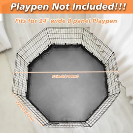 PJYuCien Dog Playpen Bottom Pad/Top Cover,Fits 24 Inch 8 Panels Regular Octagon Metal Exercise Pet Playpen,Black (Note:Playpen Not Included !!!)
