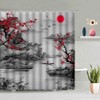 FILMILIL Asian Decor Shower Curtain Red Plum Blossom Branch Japanese