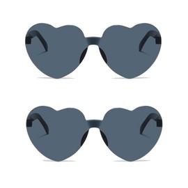 ALVOGIMOR 2 Pack Heart Shape Sunglasses,Colorful Rimless Sunglasses Transparent Heart Glasses Candy Color Eyewear for Party Favor(Black)