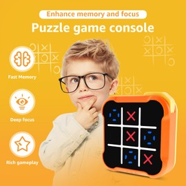 Toe Board Toy Game Electronic Memory Games Training Infinite Toe Game for Indoor Game Handheld Puzzle Game Console Portable Enduring Tic TACS Toe Bolt Game for Kids Adults (Orange)
