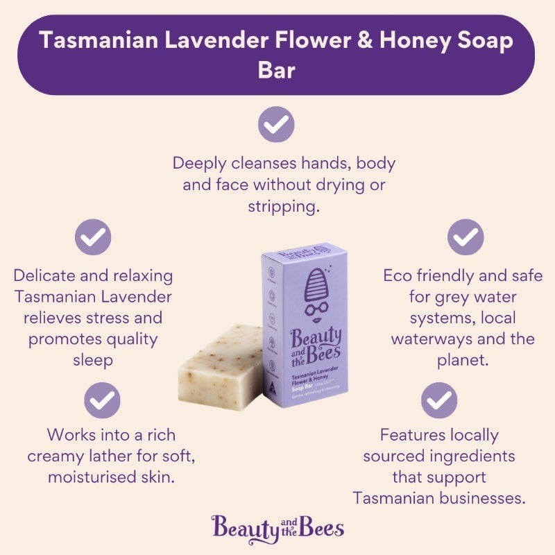 Beauty & the Bees Real Soap Bar 120g - Tasmanian