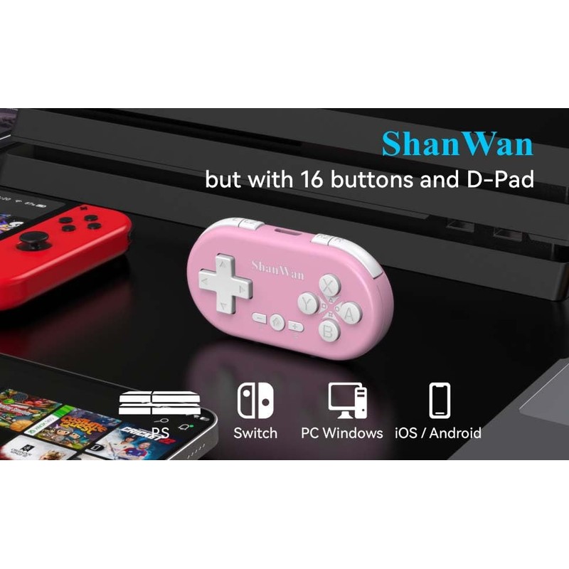 ShanWan Bluetooth-Gamepad, Mini-Wireless-Controller für Switch, Windows, Android, iOS und PS