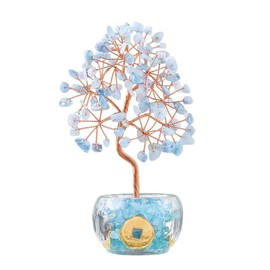 (Aquamarine) Feng Shui-Crystal Tree-Money Tree-Home Decor-Office Decor-Quartz-Seven Chakra-Healing Gemstone-Birthday Gift Moon Pons Selection