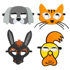 INF-STAR Bremen Town Musicians Felt Masks Set for Kids – Rooster, Dog, Cat & Donkey Role Play Costume Kit, Storytelling, Dress Up, Learning & Party Favors for Toddlers & Preschoolers (4 Masks)