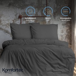 Komfortec Premium Bed Linen 135 x 200 cm with 1 Pillowcase 80 x 80 cm Brushed Microfibre - Anthracite