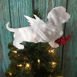 Wire Haired Dachshund, Angel, Tree Topper, Dog Christmas Tree Topper, Wreath Decoration, Holiday Decoration, Aluminum