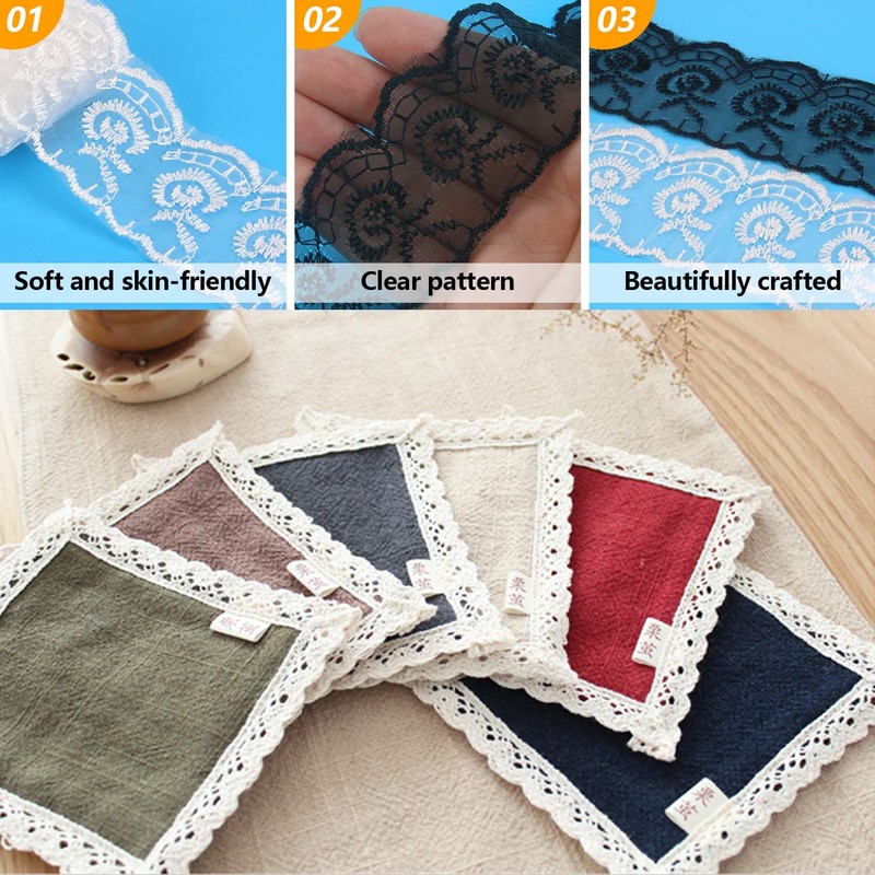 TORMEN 白レース レースリボン 手芸レース 服装素材 縫製素材 8ｍ／巻