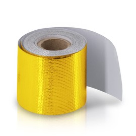 AJP Distributors Upgrade 15FT 2" Universal Self-Adhesive Reflective Exhaust Header Turbo Manifold Downpipe Down Pipe Fiberglass High Temp Reduce Insulating Heat Shield Wrap Tape Roll Gold