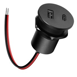 Acegoo 12V USB Outlet 30W PD Type-C & 18W QC3.0 Aluminum USB Charger Socket Dual Port Fast Charging Recessed Mount Replacement Car Charger Accessories for RV Camper Trailer Truck Boat Golf (1Pcs)