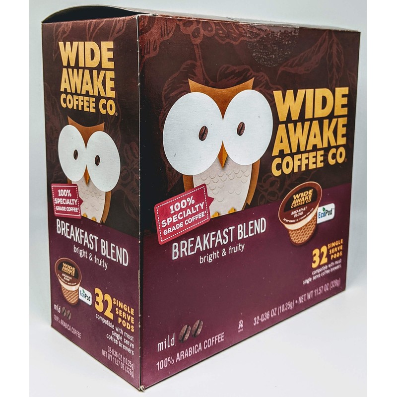 Wide Awake Coffee Single Serve Coffee Pods (32 Count, Breakfast
