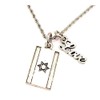 ChubbyChicoCharms Israeli Flag Stainless Steel Rope Chain Necklace With Cursive