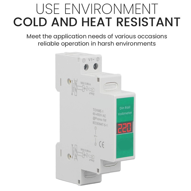 TONGOU Din Rail Voltage Meter Intelligent LCD Digital AC Voltmeter