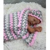 Crochet Pattern for Babies Granny Stitch Cocoon and Hat in