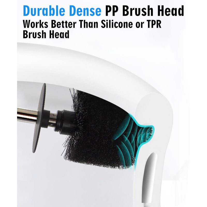 Ceramic Toilet Brush & Holder Set - Freestanding Deep-Cleaning Toilet