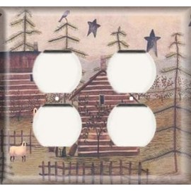 SnazzySwitch Decorative Outlet Cover Plate - Brick House - Double Duplex Receptacle