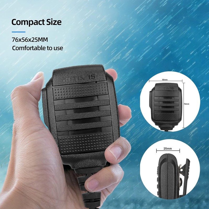 Retevis Walkie Talkie Speaker Mic,IP54 Waterproof 2 Pin Shoulder Speaker