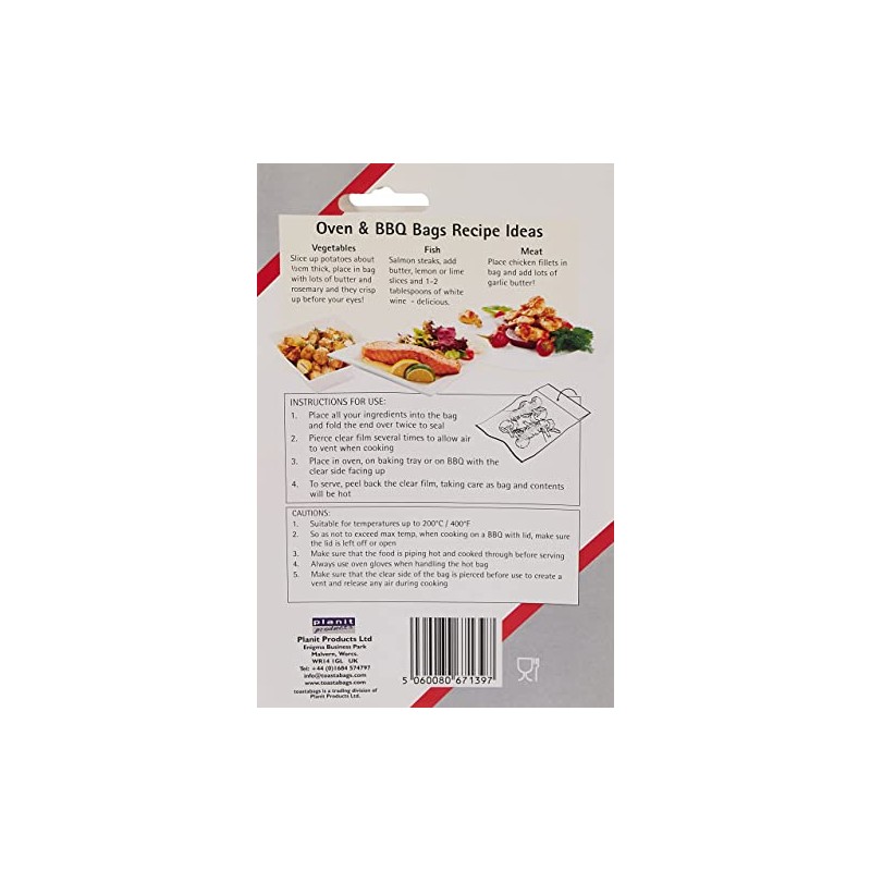 Pack of 6 Oven and BBQ Bags, 21 x 16.5