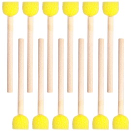 40PCS Round Sponge Foam Brush, 0.6'' Yellow Sponge Brushes for Painting, Sponges Paint Brushs Wooden Handle Foam Brush Sponges Paint Brushes for DIY Arts and Painting Crafts