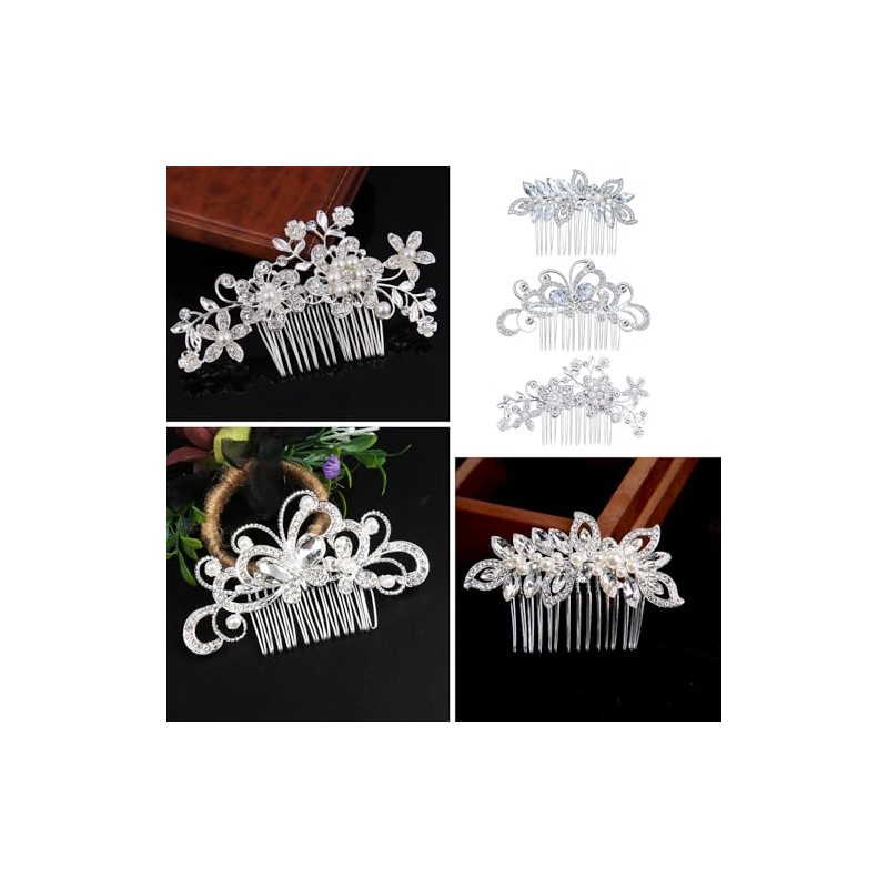 3 Piezas peinetas para cabello mujer de cristal para tocado