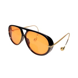 Kenailw Oversized Aviator Sunglasses for Women, Fashion Large Big Frame Sun Glasses 2025 Designer Ladies Shades (A1-Black Frame Orange Lens)
