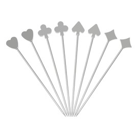 Honbay 8PCS Poker Reusable Stainless Steel Cocktail Picks Fruit Food Hamburger Toothpicks Cupcake Toppers Sandwich Appetizer Decorative Skewers Drink Garnish Holiday Casino Party Decoration Sticks
