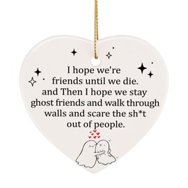 PRSTENLY Best Friend Birthday Gifts Ceramic Hanging Heart Shape Ornament, Friendship Gifts for Women Bestie, Retirement Gifts, Thank You Gift for Women Graduation