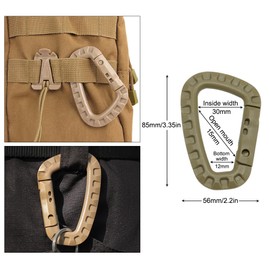AKOAK 4 Pack Tactical Carabiner Keychain - Lightweight Medium D Ring Spring Buckle Gear Clip Practical Hook Backpack Buckle Outdoor Travel Camping (Brown)
