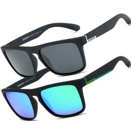 HGDGears Polarized Glasses for Men Women Driving Cycling Fishing Retro Sunglasses UV Protection B-2 Pack (Green+Black