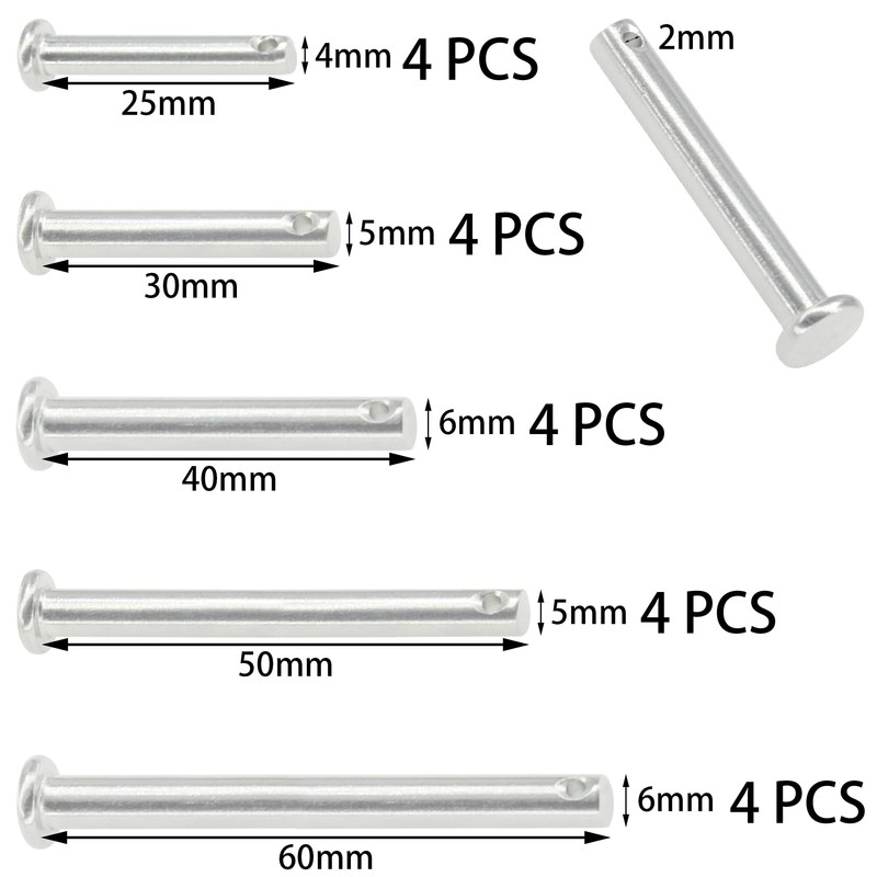 20 PCS 304 Stainless Steel Single Hole Clevis Pins,M4 M5