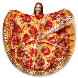 GEEMBI Valentines Gifts for Him Boyfriend - Anniversary Blanket for Men, Funny Birthday Gifts for Boyfriend Husband - You Complete Me Pizza Fleece Throw Blankets 70 in