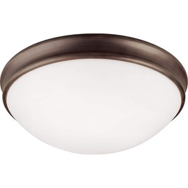 Capital Lighting 2034OR Hansen White Glass Flush Ceiling Light Fixture, 3-Light 180 Total Watts, 5" H x 14" W, Oil Rubbed Bronze
